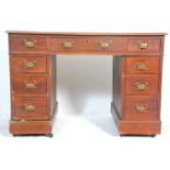 A 19th Century Victorian mahogany twin pedestal office desk of proportions. Each pedestal raised