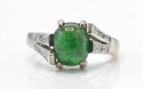 20ct white gold emerald and diamond ring. The ring