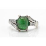 20ct white gold emerald and diamond ring. The ring