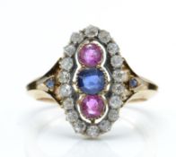 A 19th Century 18ct Gold Ruby, Diamond & Sapphire