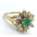 A 14ct Gold Emerald & Diamond Cluster Ring