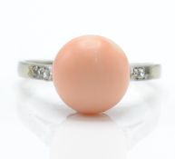 A French Coral & Diamond Ring