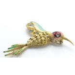 An 18ct Gold Enamel & Diamond Brooch Pin