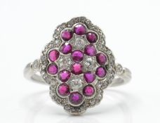 An Antique Platinum Ruby & Diamond Ring