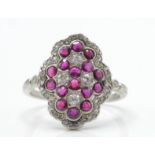 An Antique Platinum Ruby & Diamond Ring