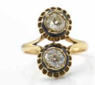 An 18ct gold enamel and diamond ring.Estimated dia