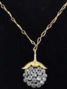 An 18ct gold and diamond pendant necklace. The nec