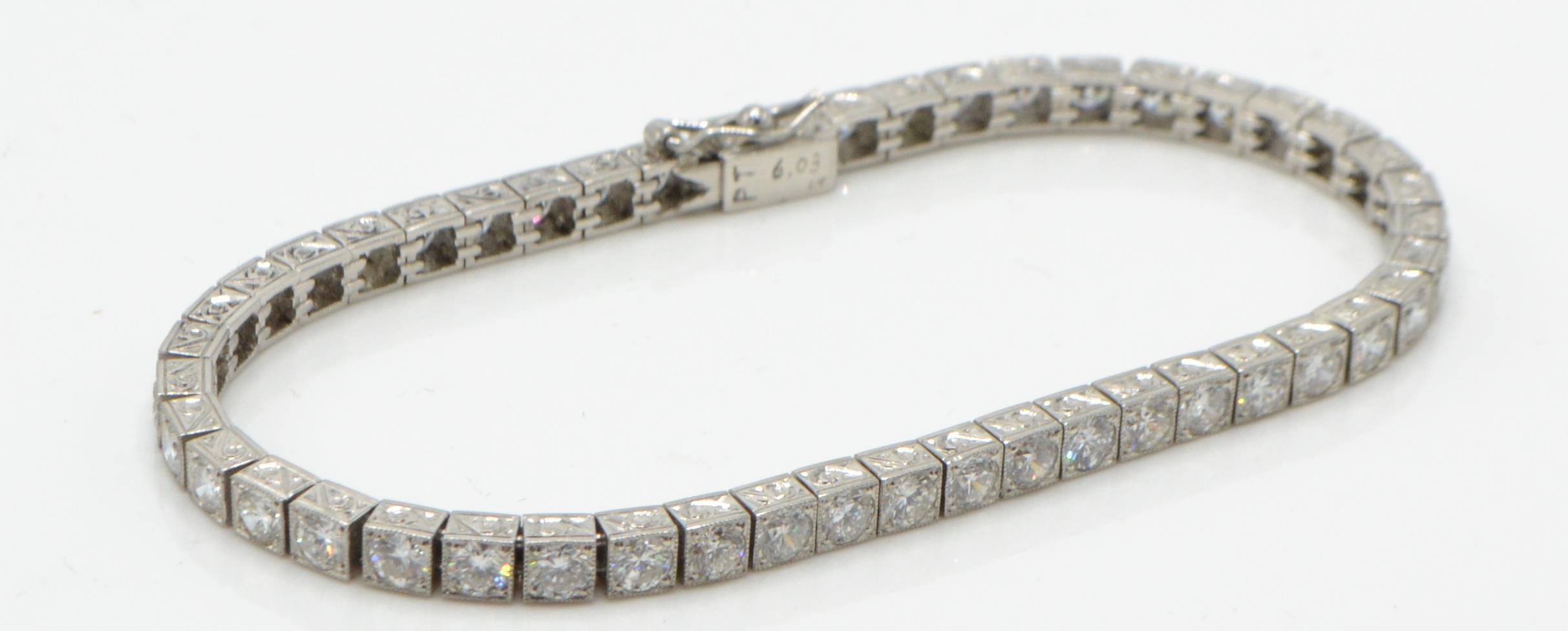 A Platinum & Diamond Tennis Bracelet - Image 6 of 6