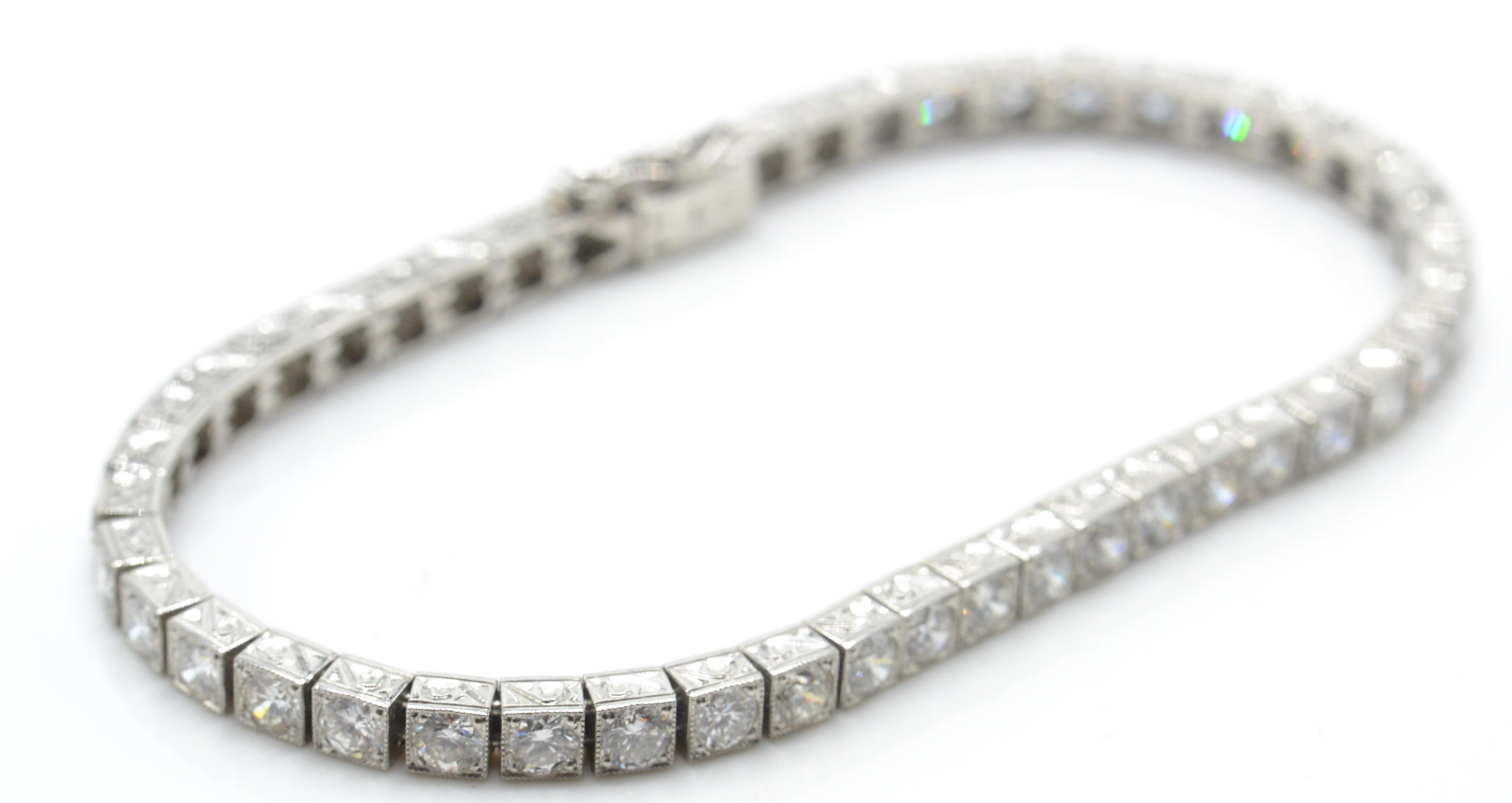 A Platinum & Diamond Tennis Bracelet - Image 2 of 6