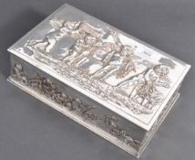 19TH CENTURY SILVER PLATED CAVORTING CHERUB BOX