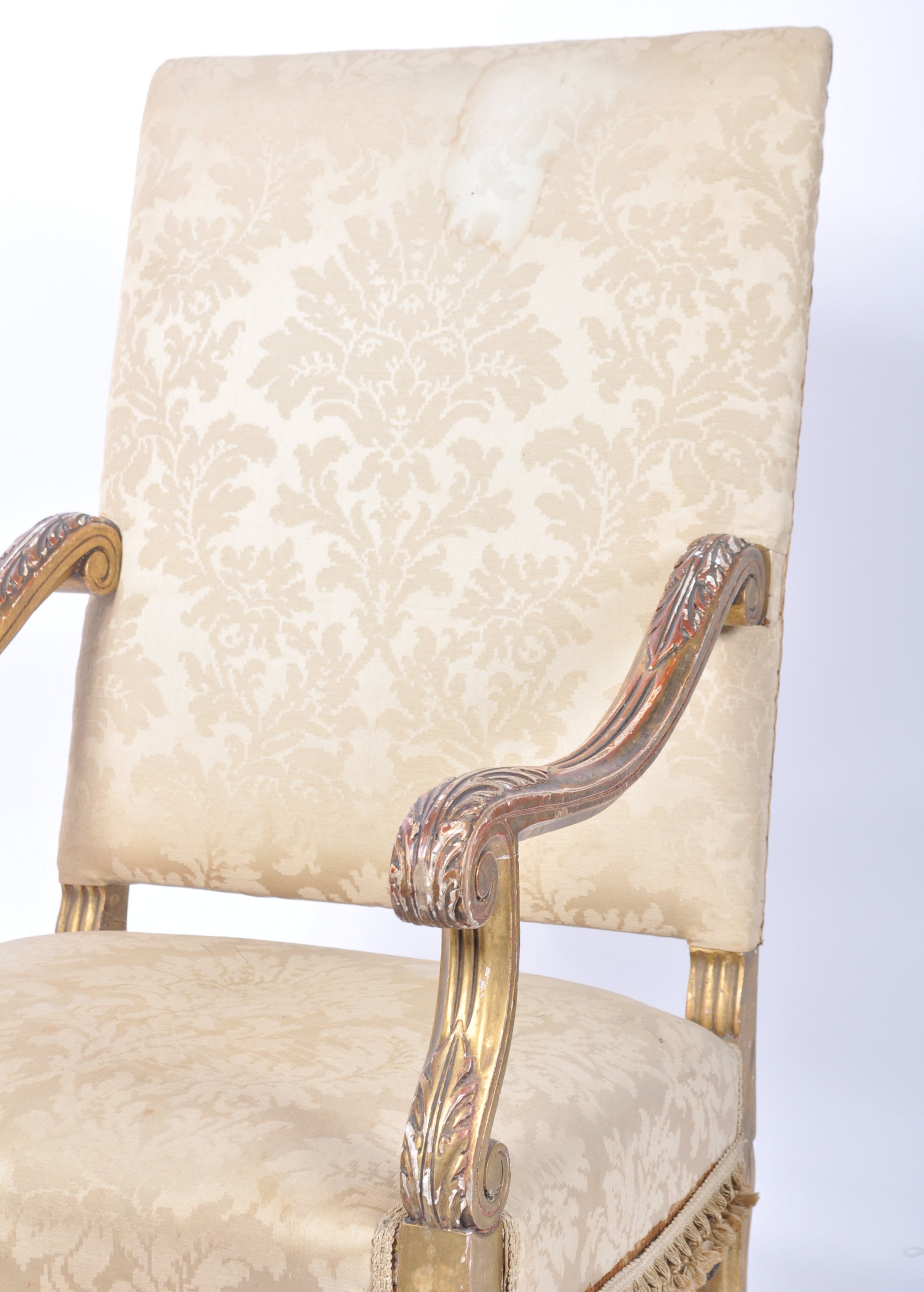 19TH CENTURY FRENCH HIGH BACK GILTWOOD FAUTEUIL AR - Image 3 of 6