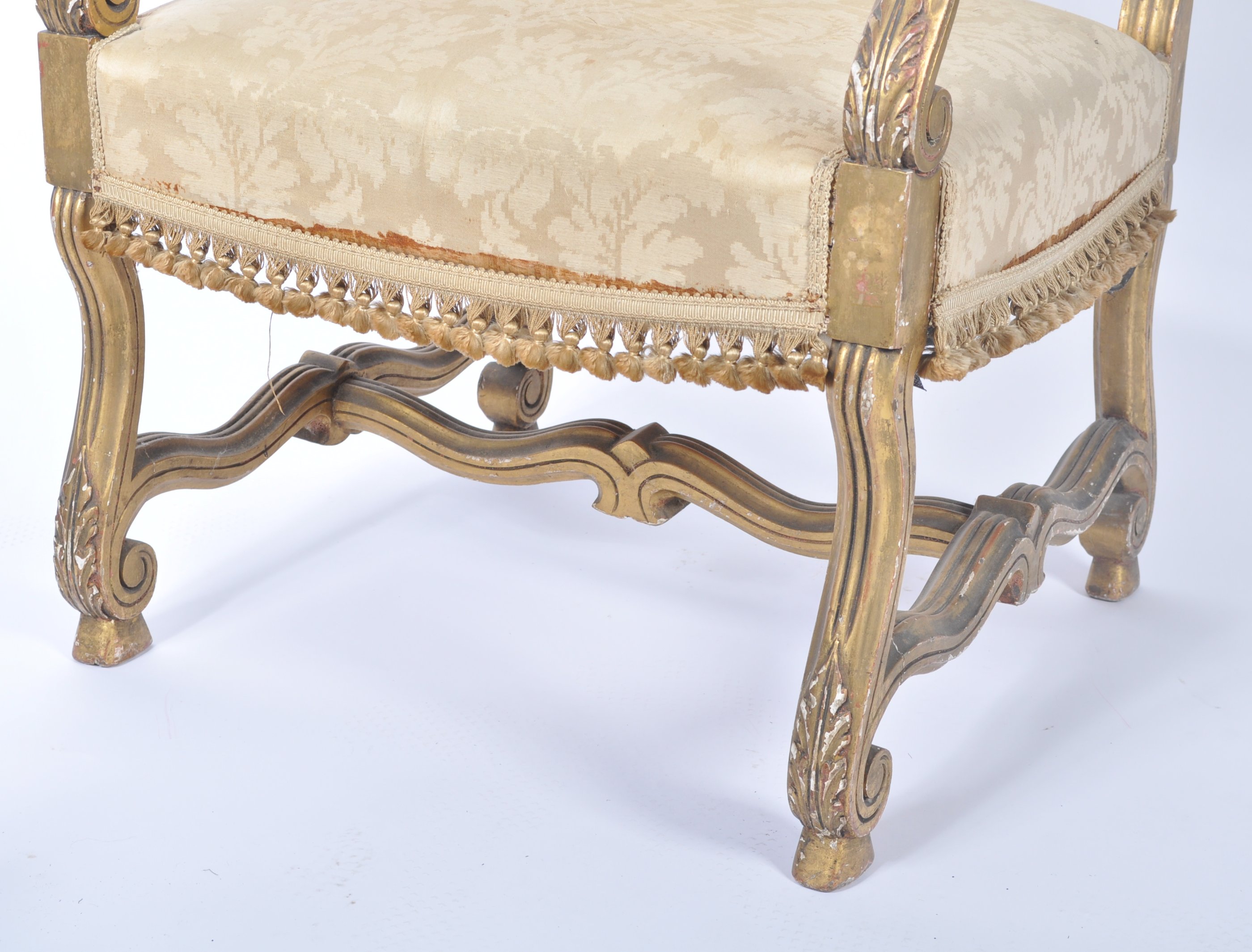 19TH CENTURY FRENCH HIGH BACK GILTWOOD FAUTEUIL AR - Image 2 of 6