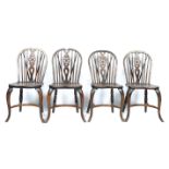 SET OF FOUR BEECH AND ELM WINDSOR KITCHEN DINING C