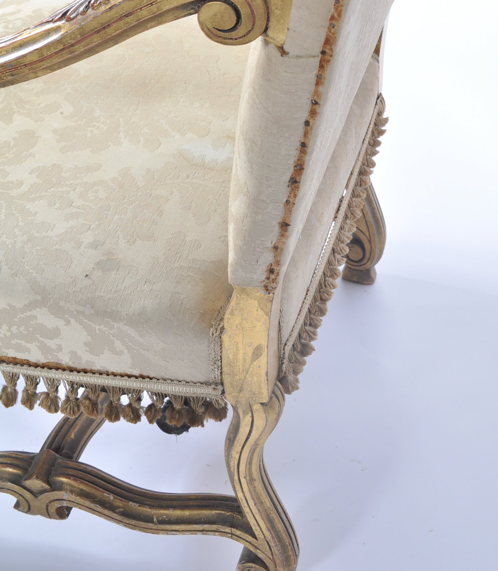 19TH CENTURY FRENCH HIGH BACK GILTWOOD FAUTEUIL AR - Image 6 of 6