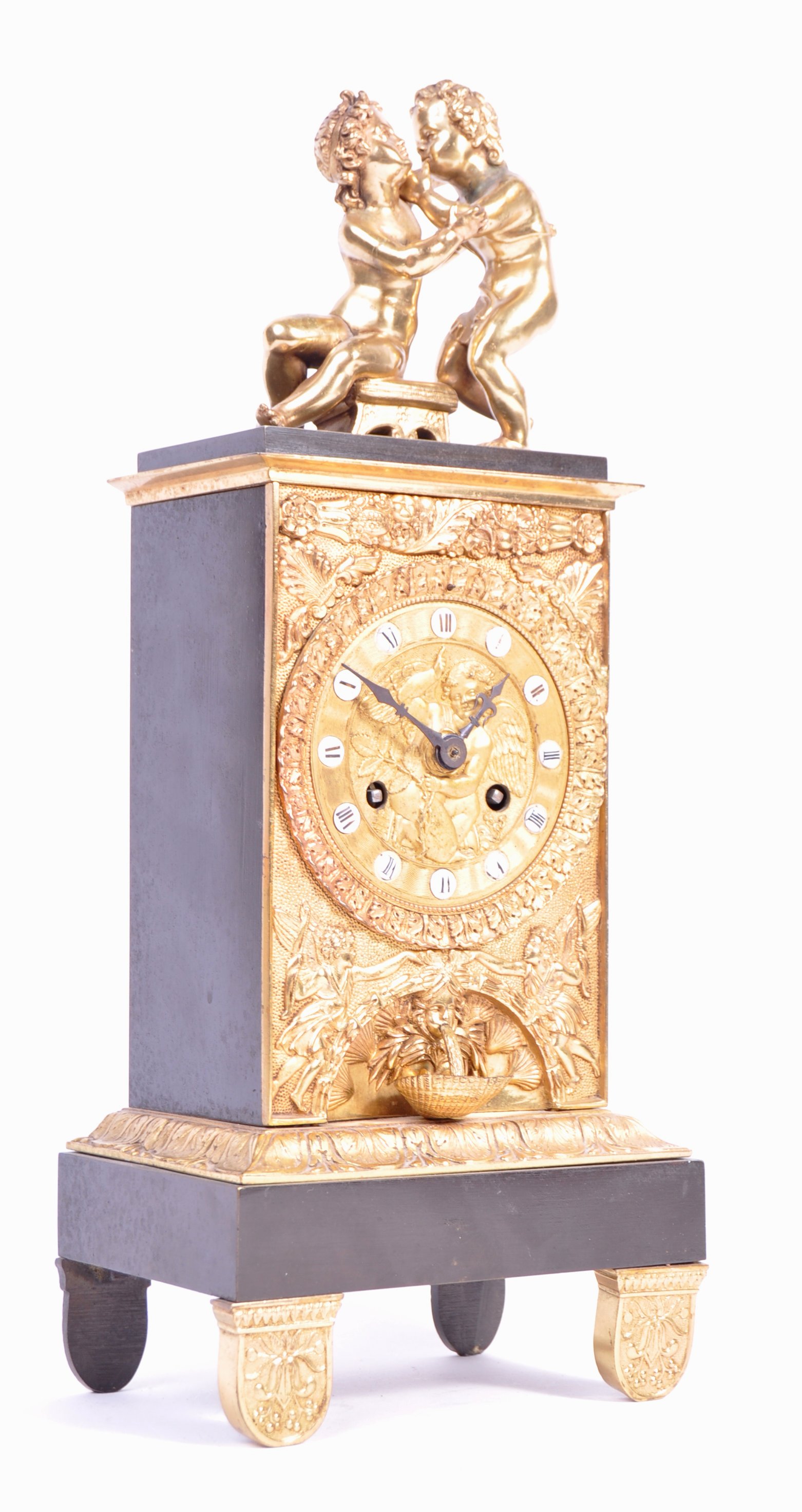 19TH CENTURY FRENCH ORMOLU CHERUB CLOCK WITH FONTA