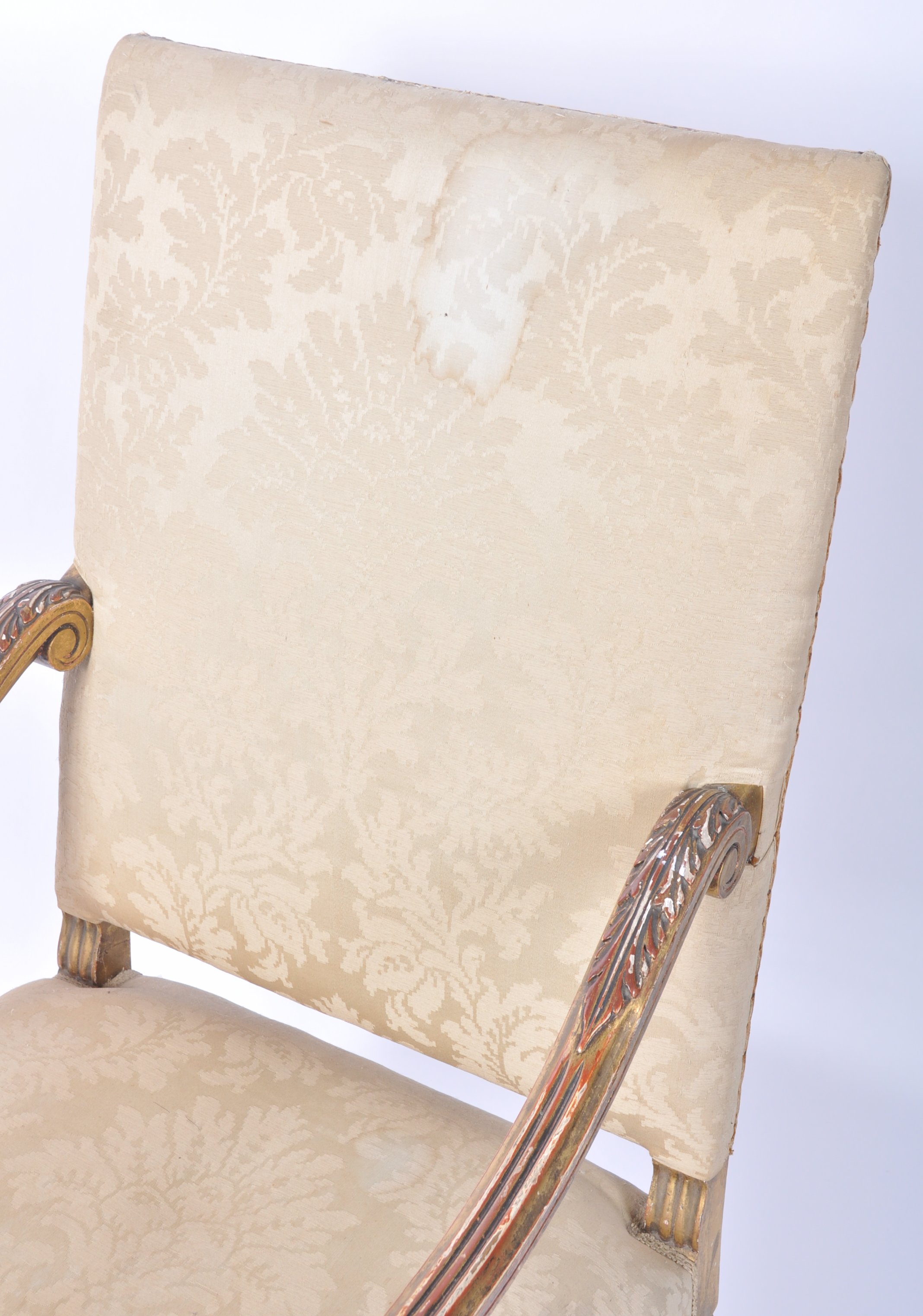 19TH CENTURY FRENCH HIGH BACK GILTWOOD FAUTEUIL AR - Image 5 of 6