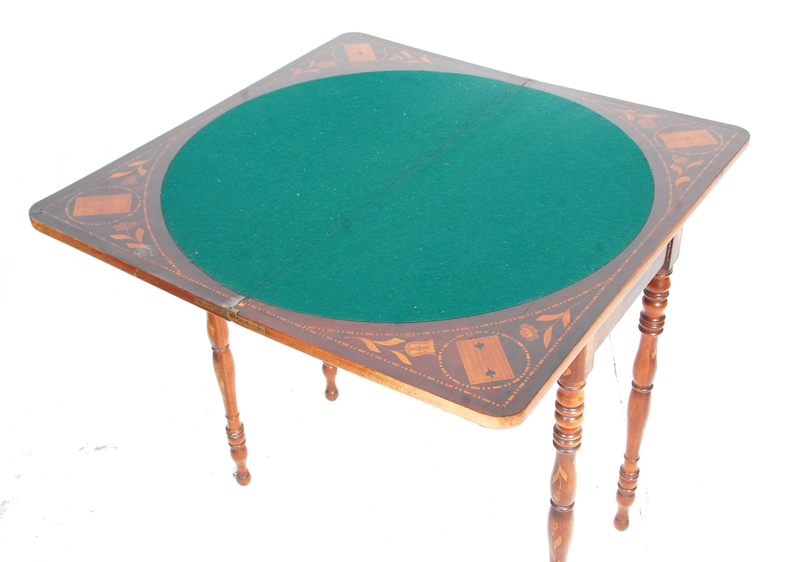 EARLY 19TH CENTURY ANTIQUE WALNUT CARD GAMES TABLE - Image 5 of 6