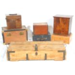 A good mixed group of seven storage box  and chests all being wooden examples to include a low