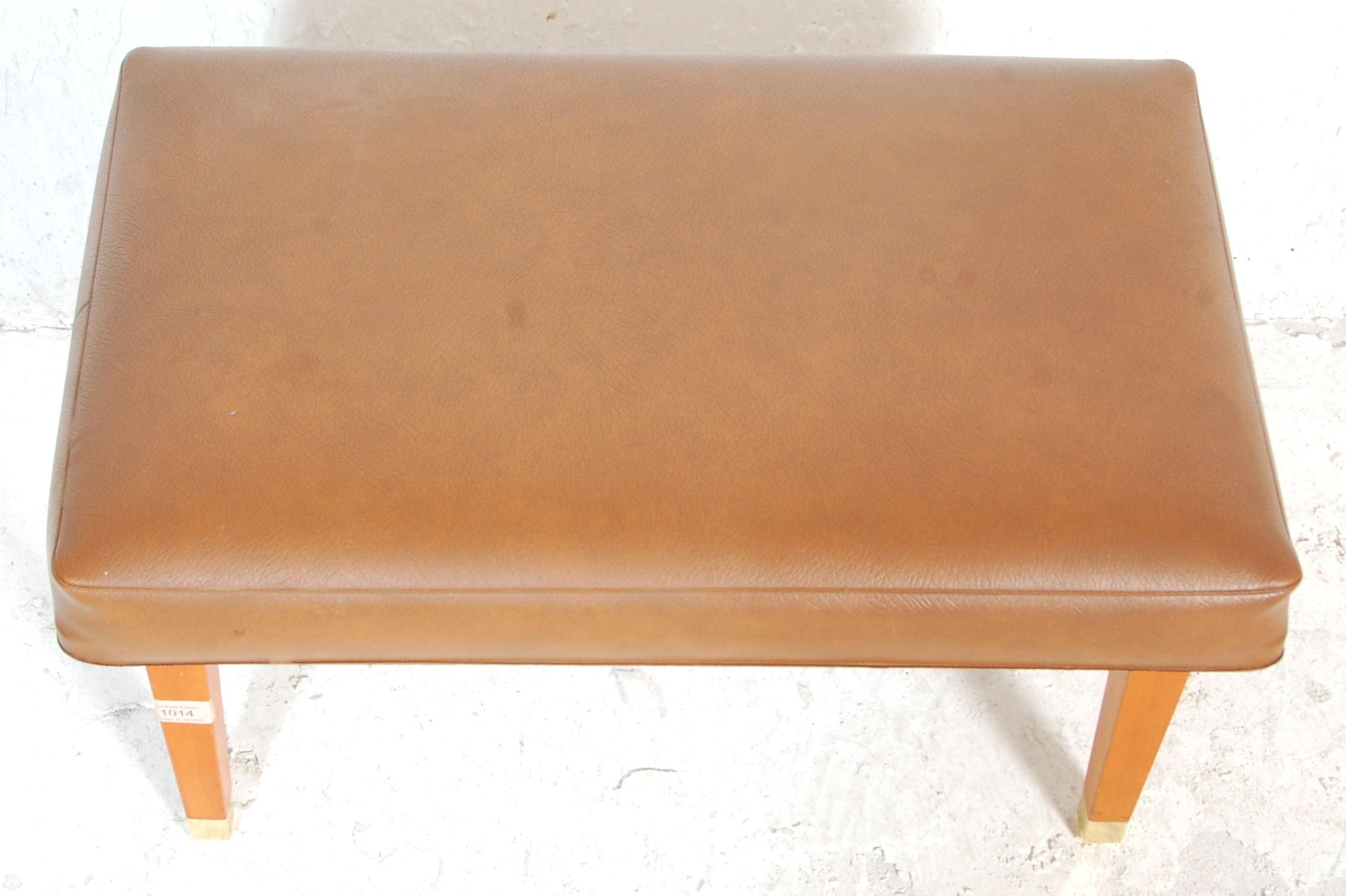 A retro 20th Century foot stool raised on square tapering legs having brass caps supporting a - Image 4 of 5