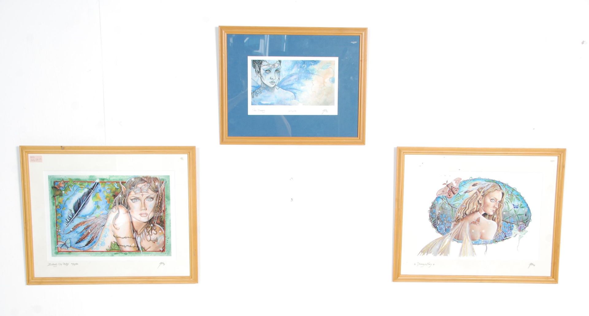 A group of three framed and glazed fairy prints by Antonie to include 'Water Dreaming' signed in