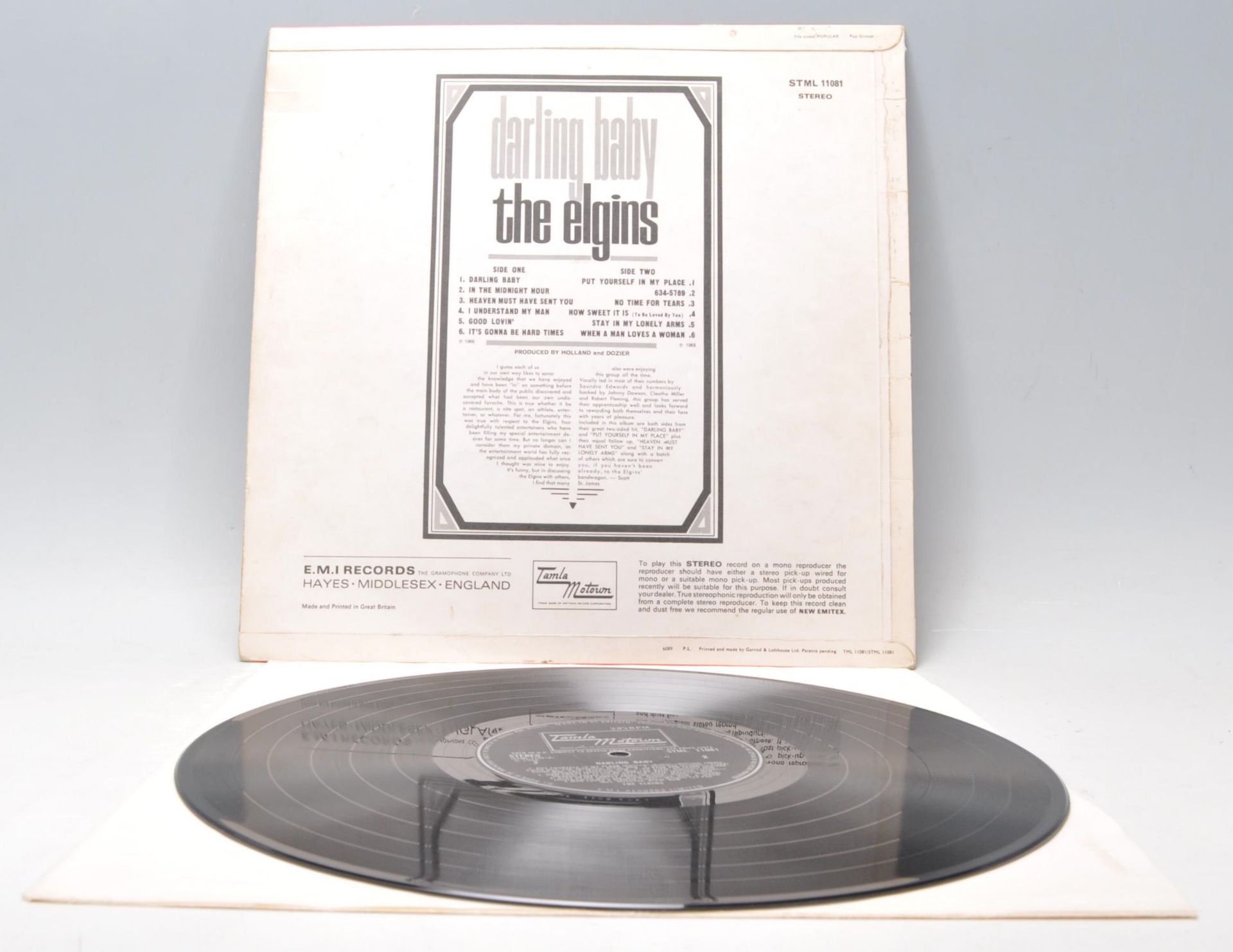 A vinyl long play LP record album by The Elgins – Darling Baby – Original Tamla Motown 1st U.K. - Bild 3 aus 4