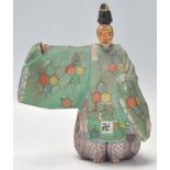 A believed 19th century Chinese hand carved and hand painted wooden doll - sculpture of a scholar or