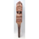 An unusual 19th Century Indian carved wood funcional object / mould having a carved bears head