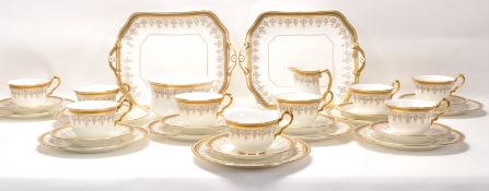 Cauldon - A Fine Bone China English tea service by Cauldon having Greek key borders with gilt