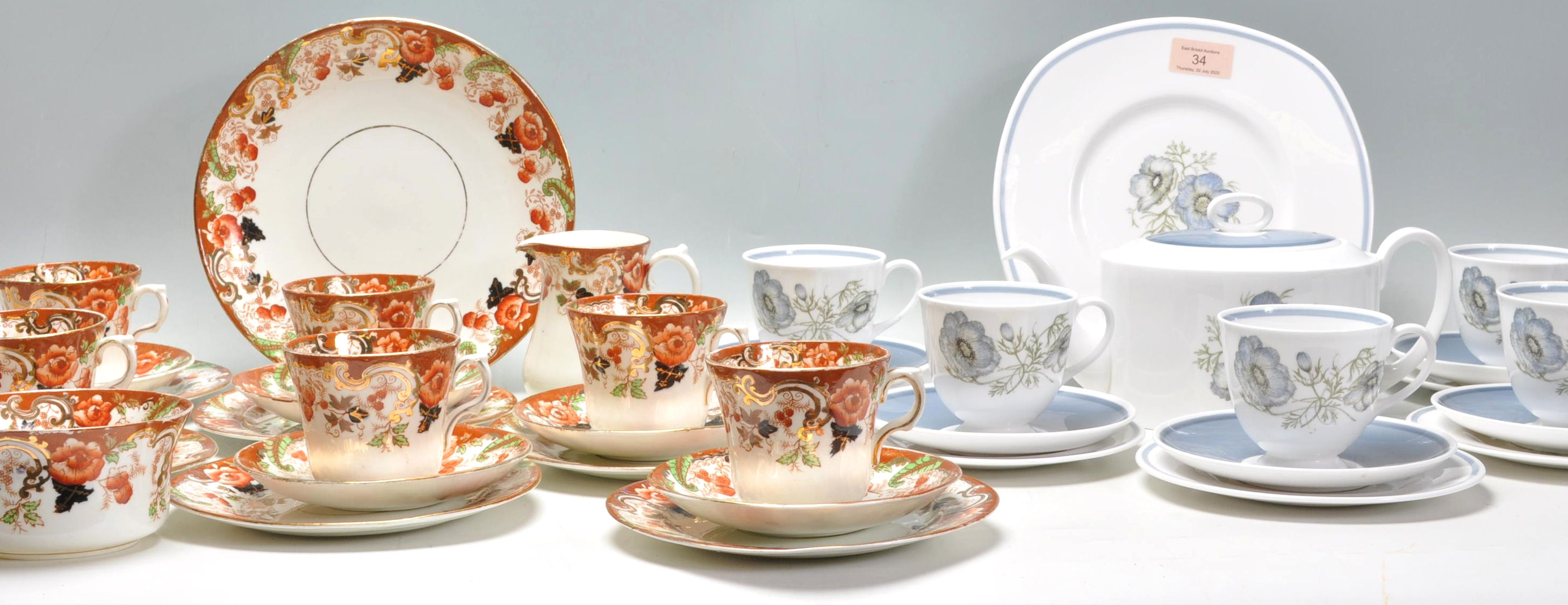 A 19th Century Victorian Imari pattern tea service having transfer printed floral decoration with