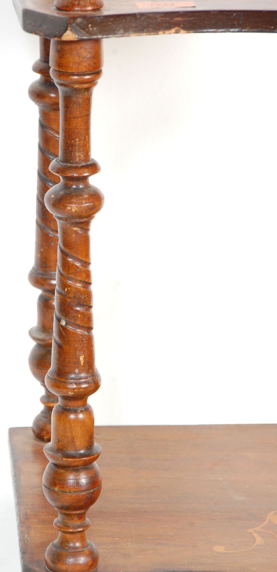 A 19th Century Victorian mahogany whatnot étagère shelving unit having three tiers of serpentine - Bild 6 aus 6