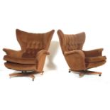 G-Plan - Model 6250 -  A rare his and hers pair of mid 20th century circa 1967 G-Plan 6250 swivel