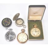 A selection of vintage pocket watches to include a gold plated pocket watch with with enamelled face