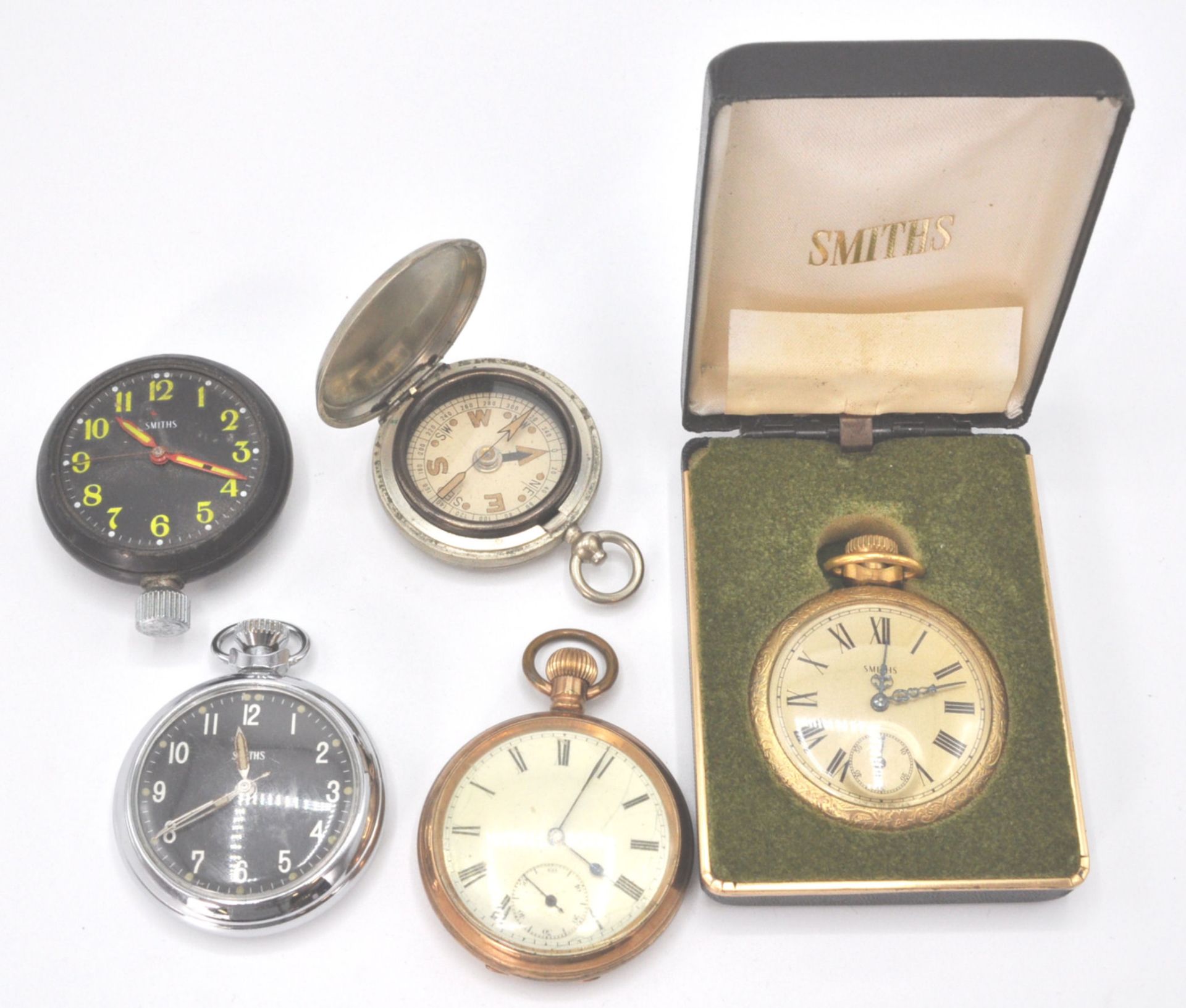 A selection of vintage pocket watches to include a gold plated pocket watch with with enamelled face