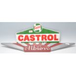 Castrol - an original retro vintage enamel type double sided advertising sign for Castrol oil.