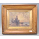 After Norman Wilkinson - A print of a watercolour painting of a British battleship at sea being