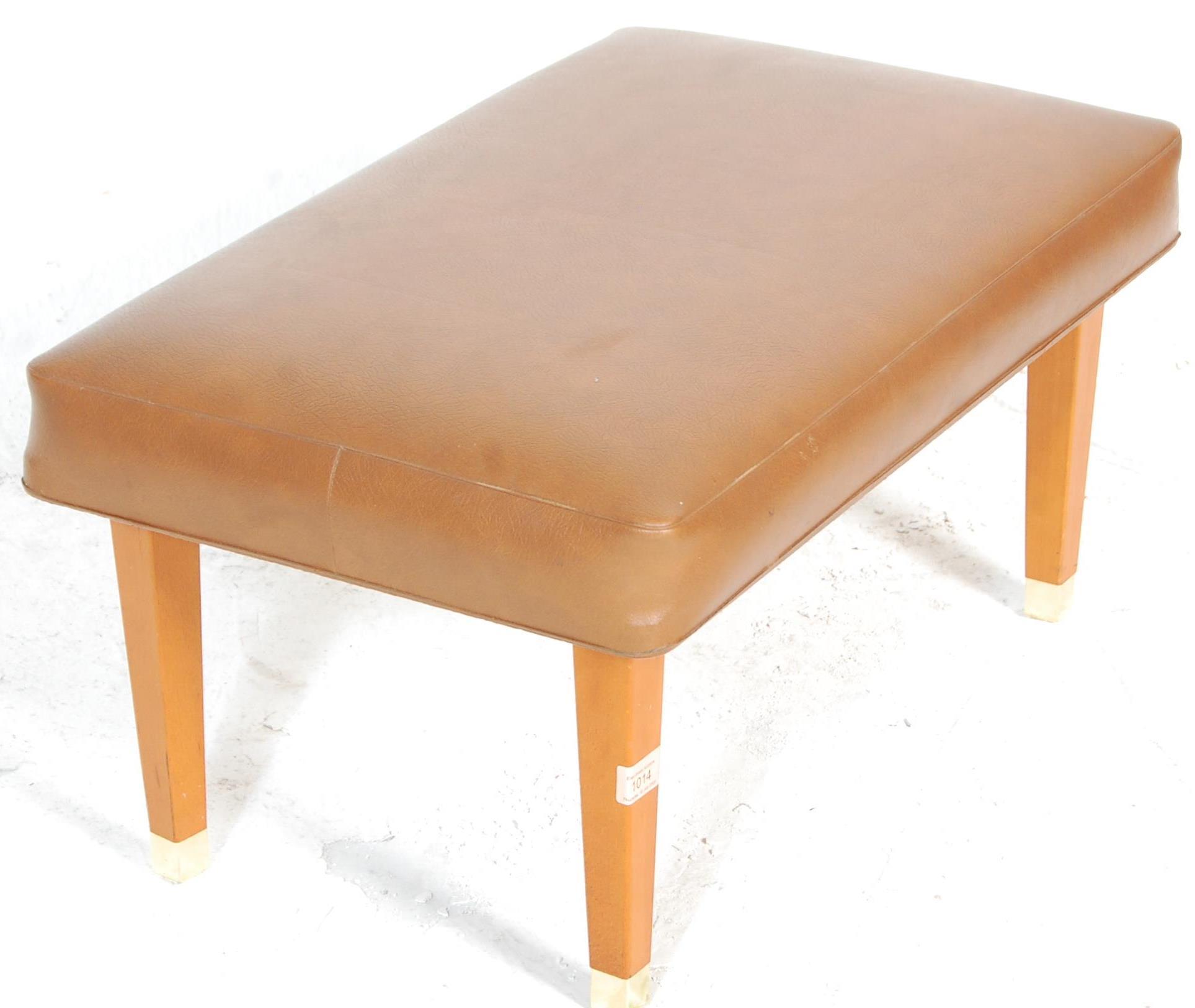 A retro 20th Century foot stool raised on square tapering legs having brass caps supporting a - Image 5 of 5