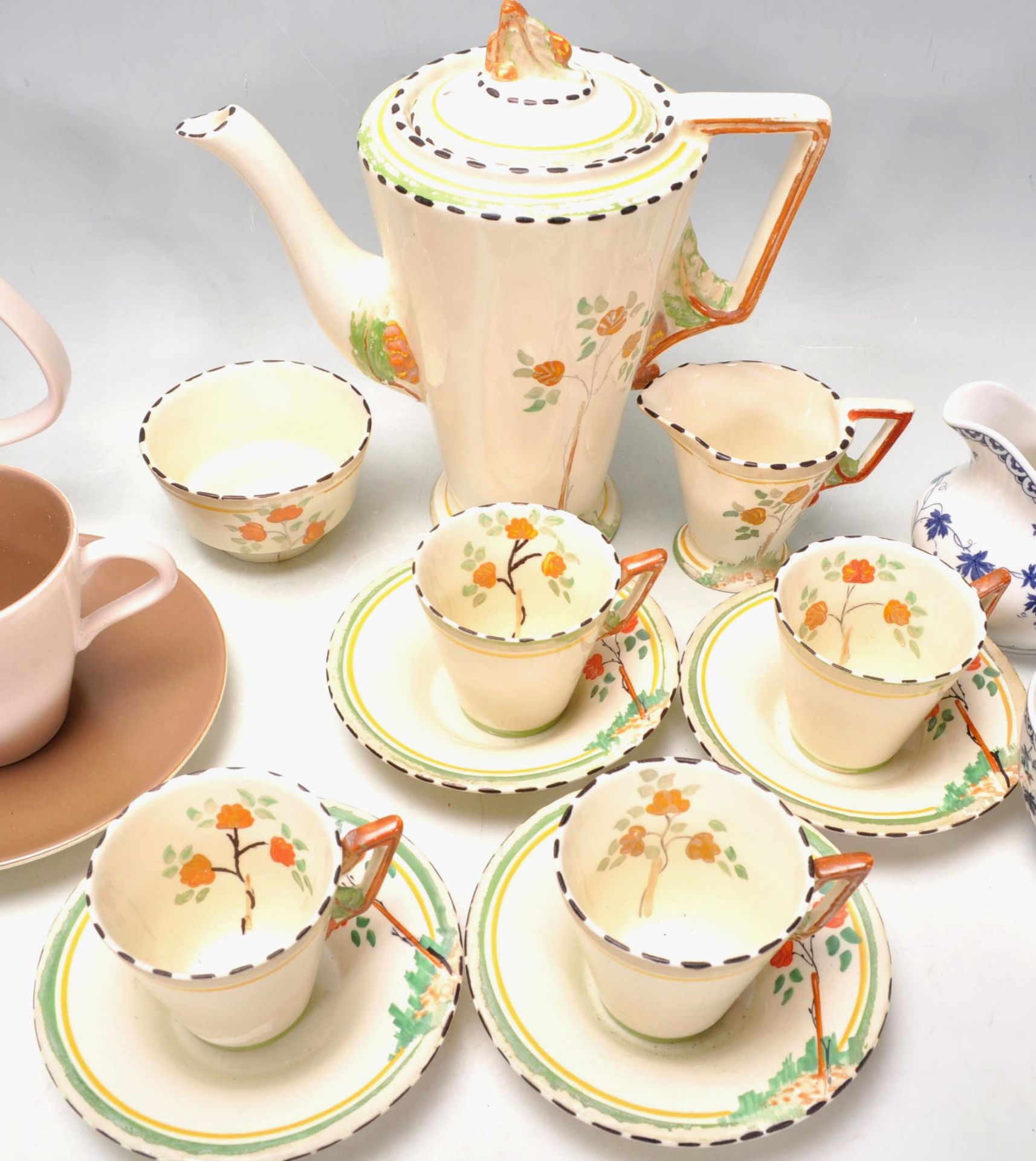 A collection of vintage bone china tea sets to include an Art Deco Burleigh ware tea set having - Bild 9 aus 15