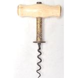 A 19th Century antique bone handled corkscrew havi