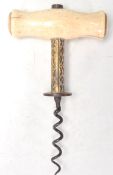 A 19th Century antique bone handled corkscrew havi