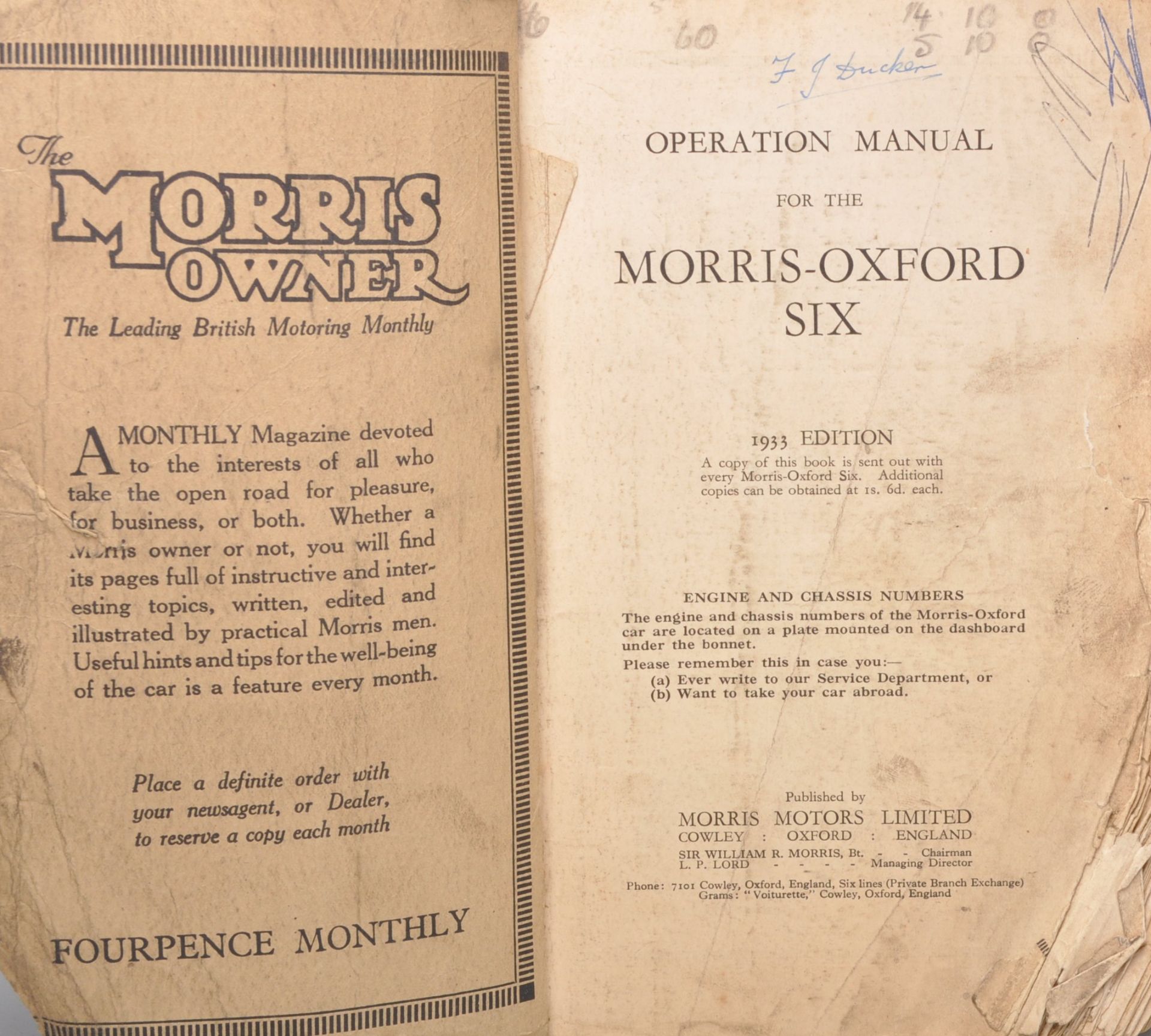 Motoring - A Operation Manual for a Morris-Oxford Six. 1933 edition. - Image 2 of 4