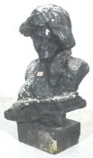 A 20th Century large antique style garden bust in the form of a classical female figure with