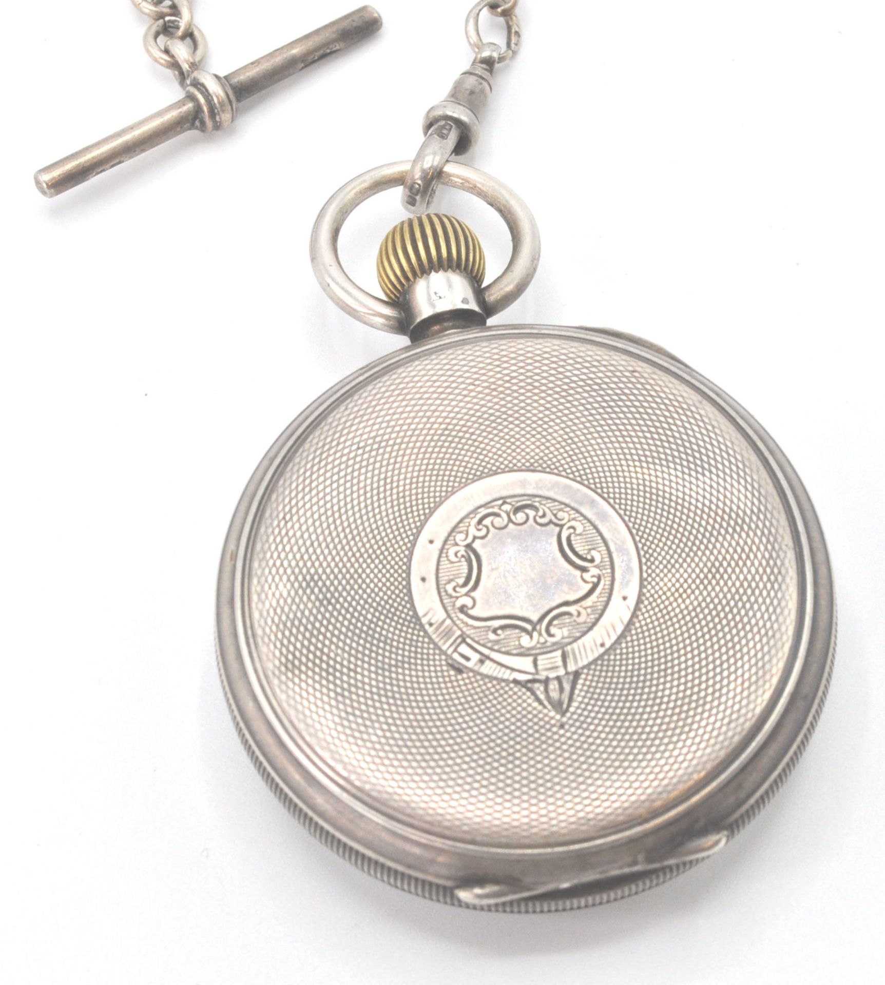 An early 19th Century Edward VII silver hallmarked open face pocket watch. The white enamel face - Bild 5 aus 8