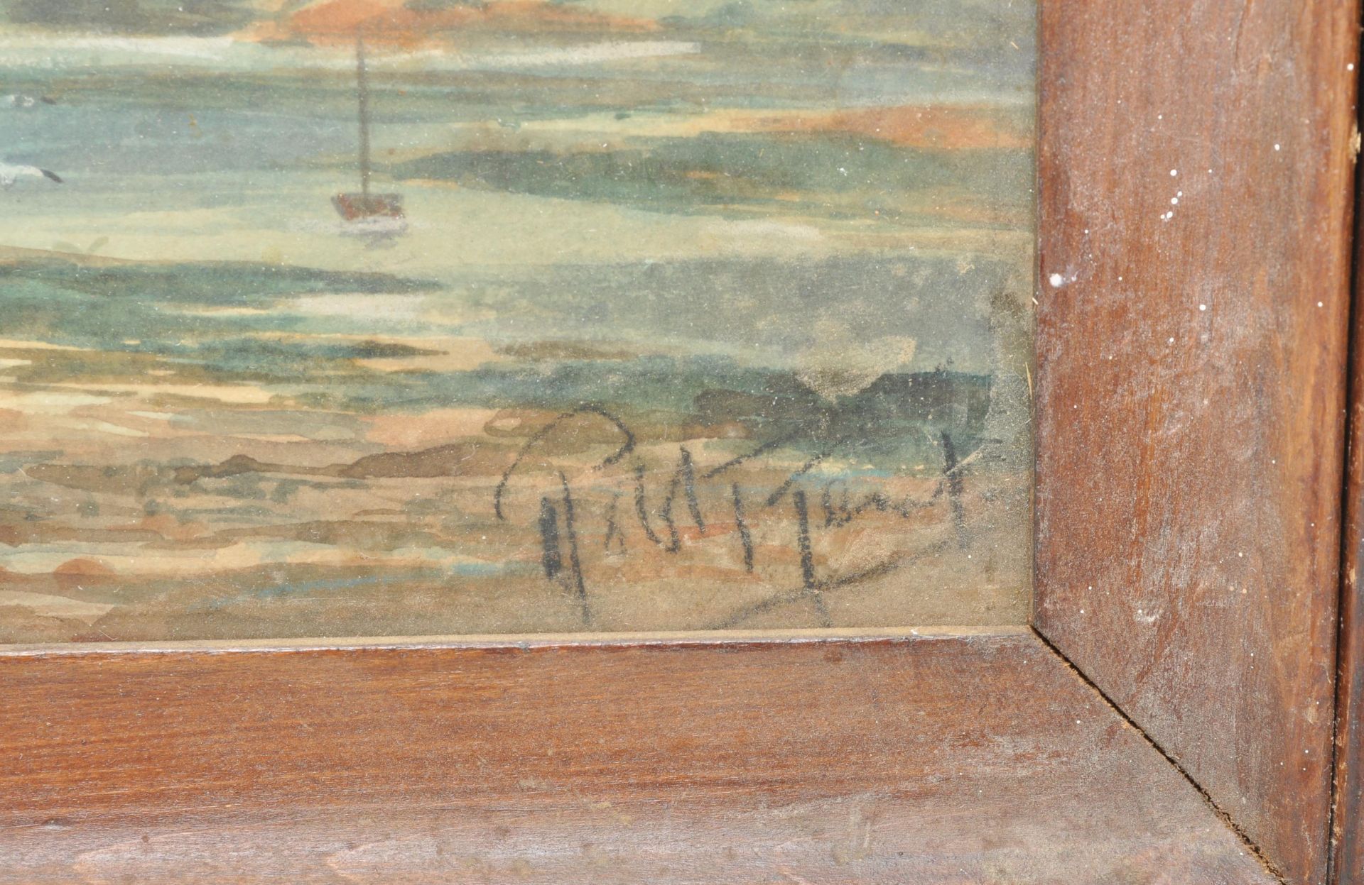 Two early 20th Century framed and glazed signed watercolour paintings. One depicting boats at a - Bild 4 aus 7