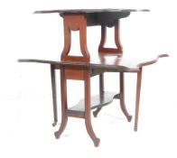 A Victorian mahogany drop leaf two tier Sutherland table set upon square legs united by a tiered