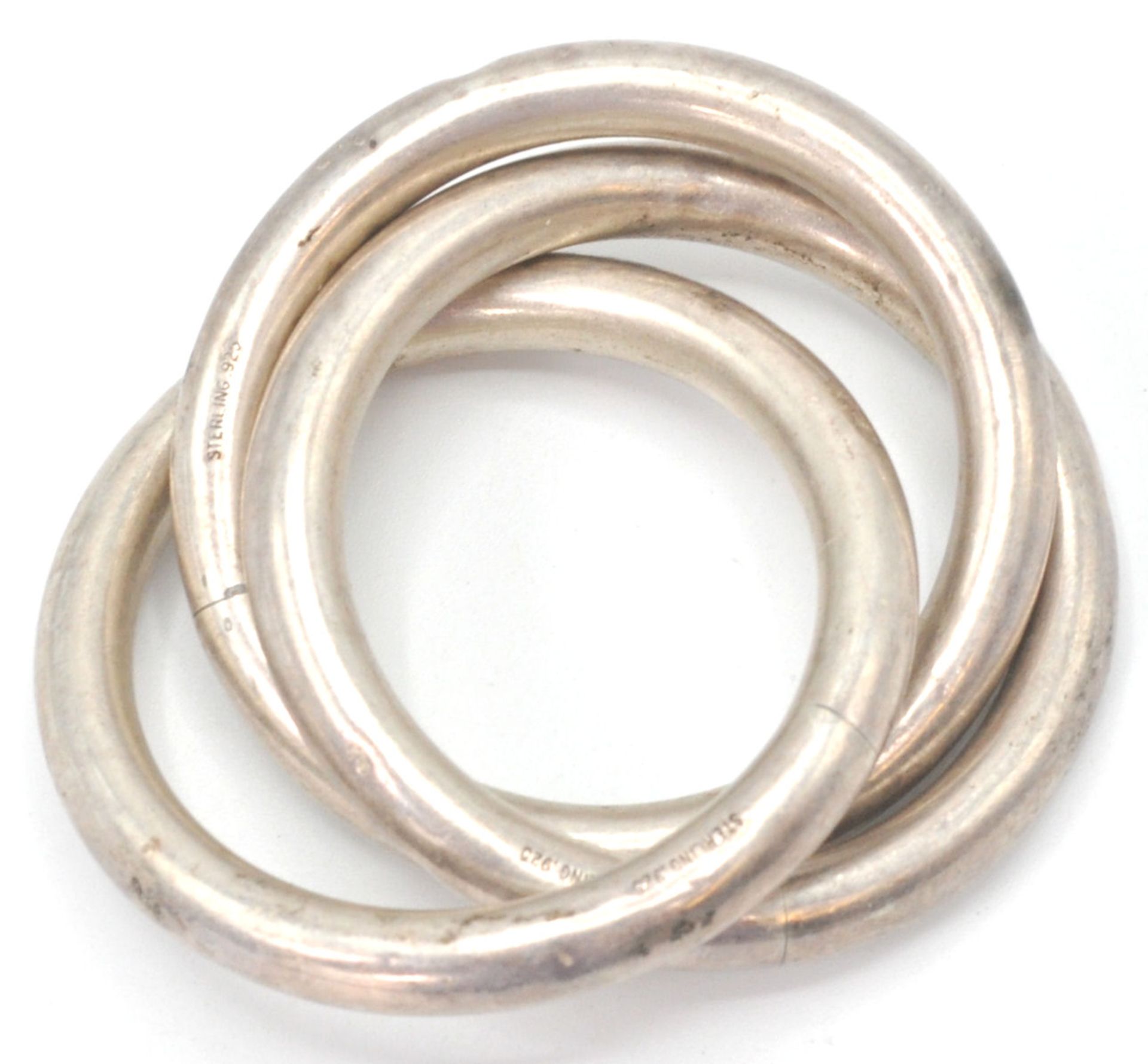 An early 20th century Cartier sterling silver puzzle rattler - teething ring with 3 conjoined - Bild 5 aus 6