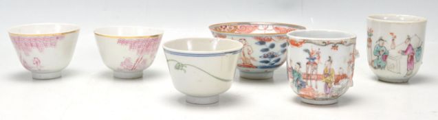 A collection of 18th and 19th century Chinese tea and finger bowls. Each with polychrome