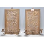 A pair of late 19th Century Victorian Aesthetic movement Arts and Crafts wall mounting brass