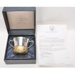 A solid silver Franklin Mint 4th of August 1982 Prince William Royal Christening commemorative