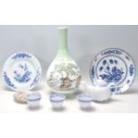 A collection of mixed Chinese ceramics to include two 19th Century blue and white hand painted