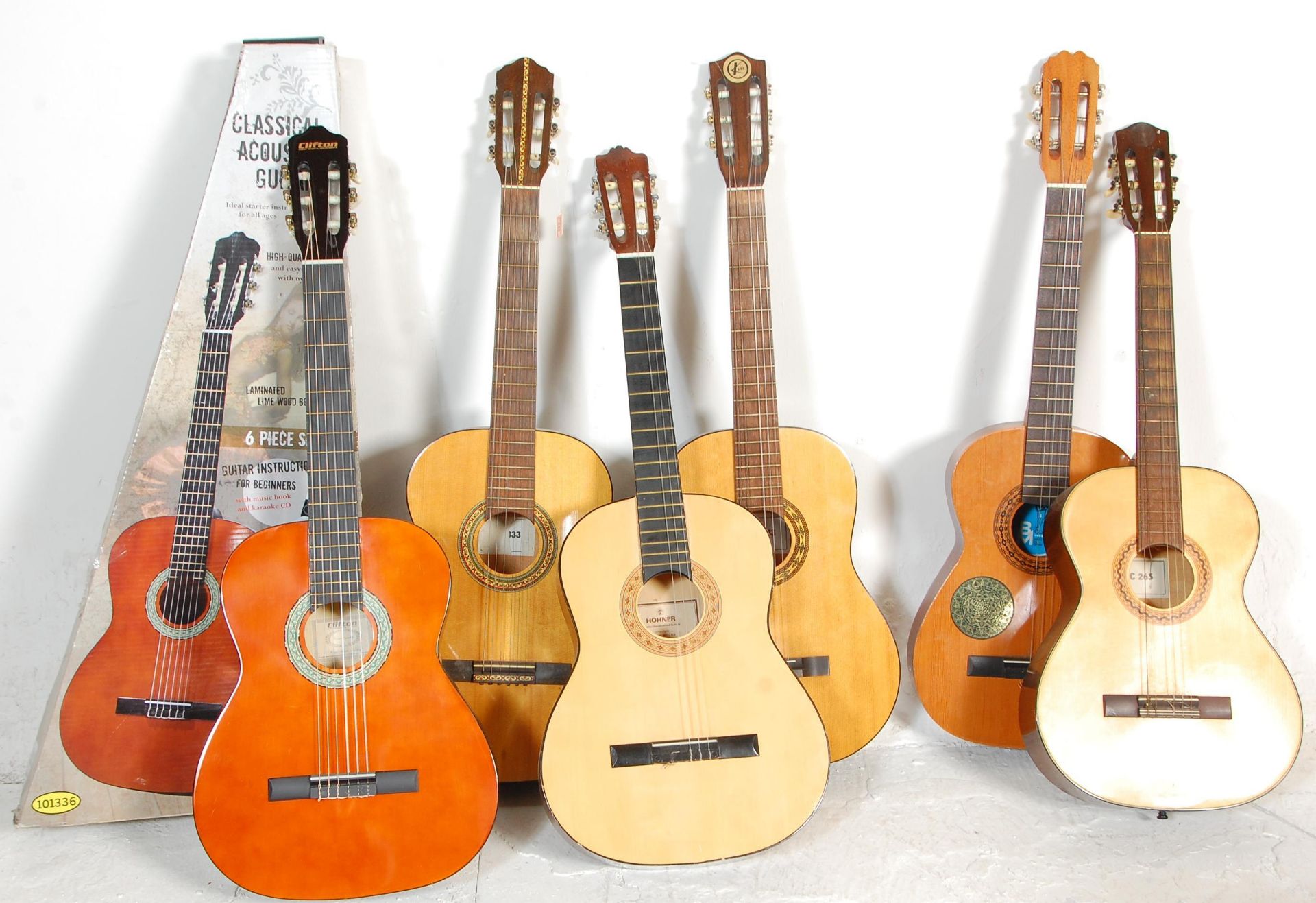 A group of six guitars. All guitars being acoustic six string examples to include BM Clasico Spanish - Bild 2 aus 8